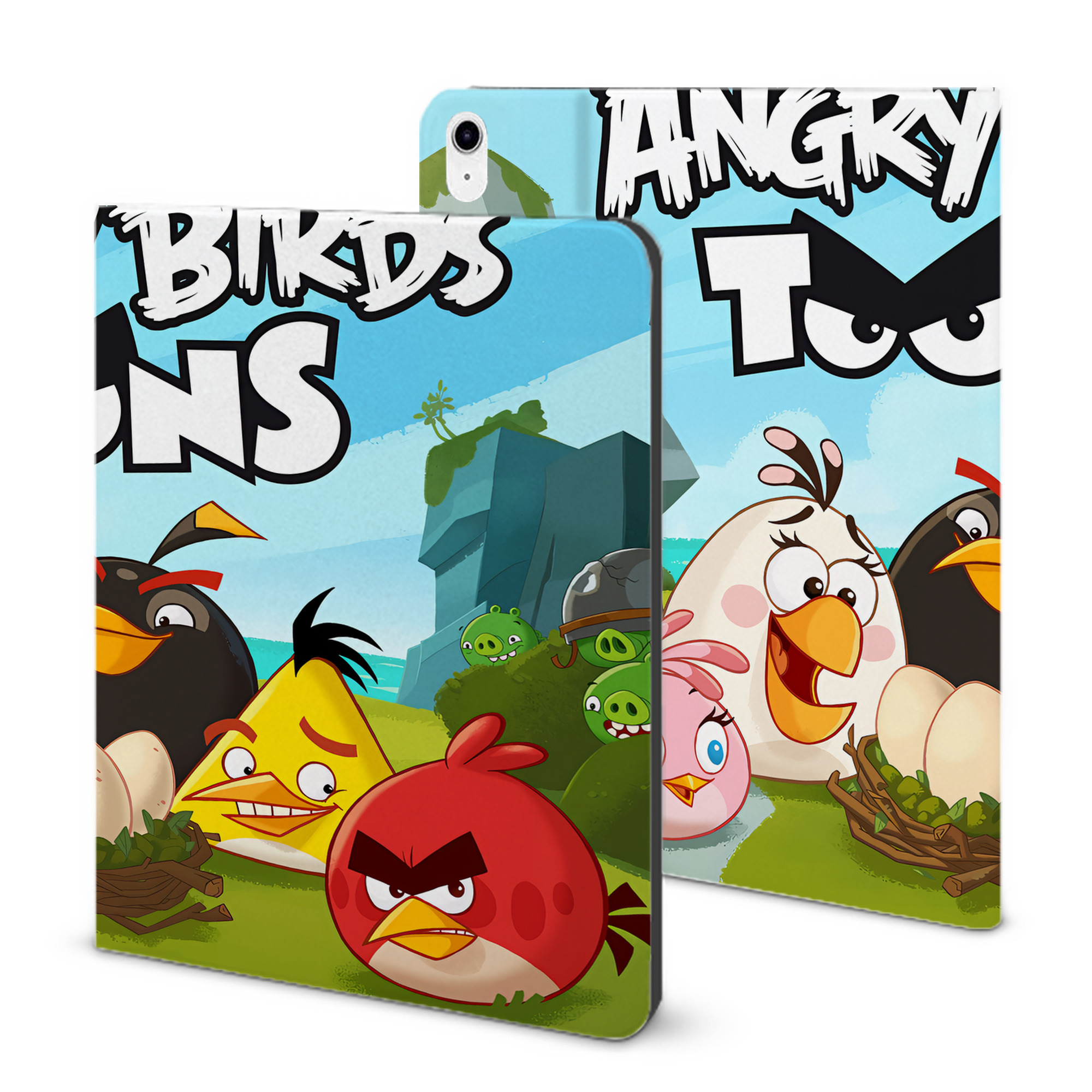 （画像用） Angry Birds アングリーバード IPad ケース ブック型 PUレザー TPU 耐衝撃 軽量 薄型 ペン収納なし 全面保護 IPad 各モデル対応